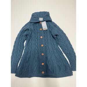 Aran Woolen Mills Cardigan Wool Flare Sweater Small Green